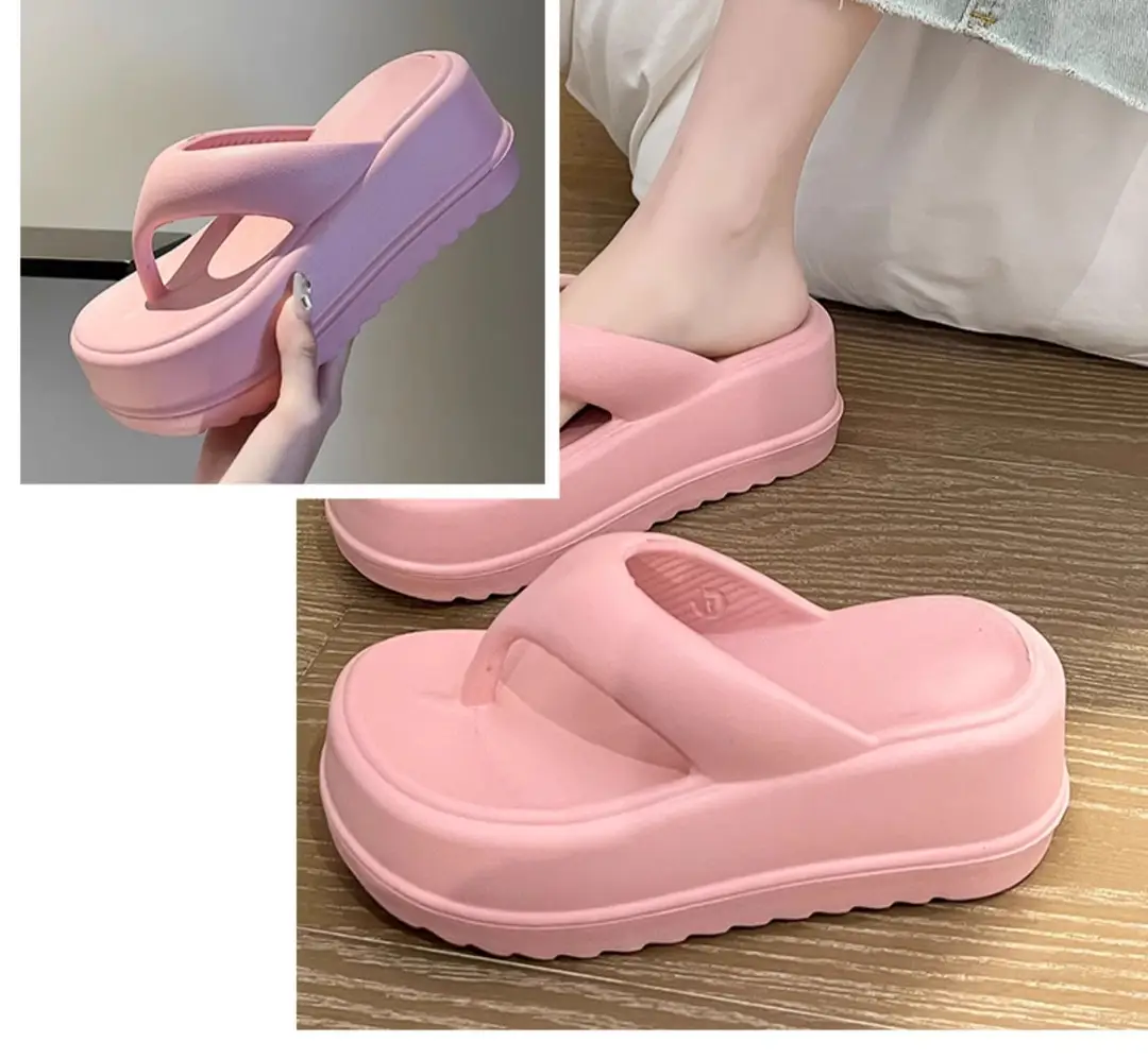7.5 Thick Bottom Increased Eva Clip Flip-Flops Women's Summer Home New Black Outer Wear Cyber Popular Beach Slippers — feature 13