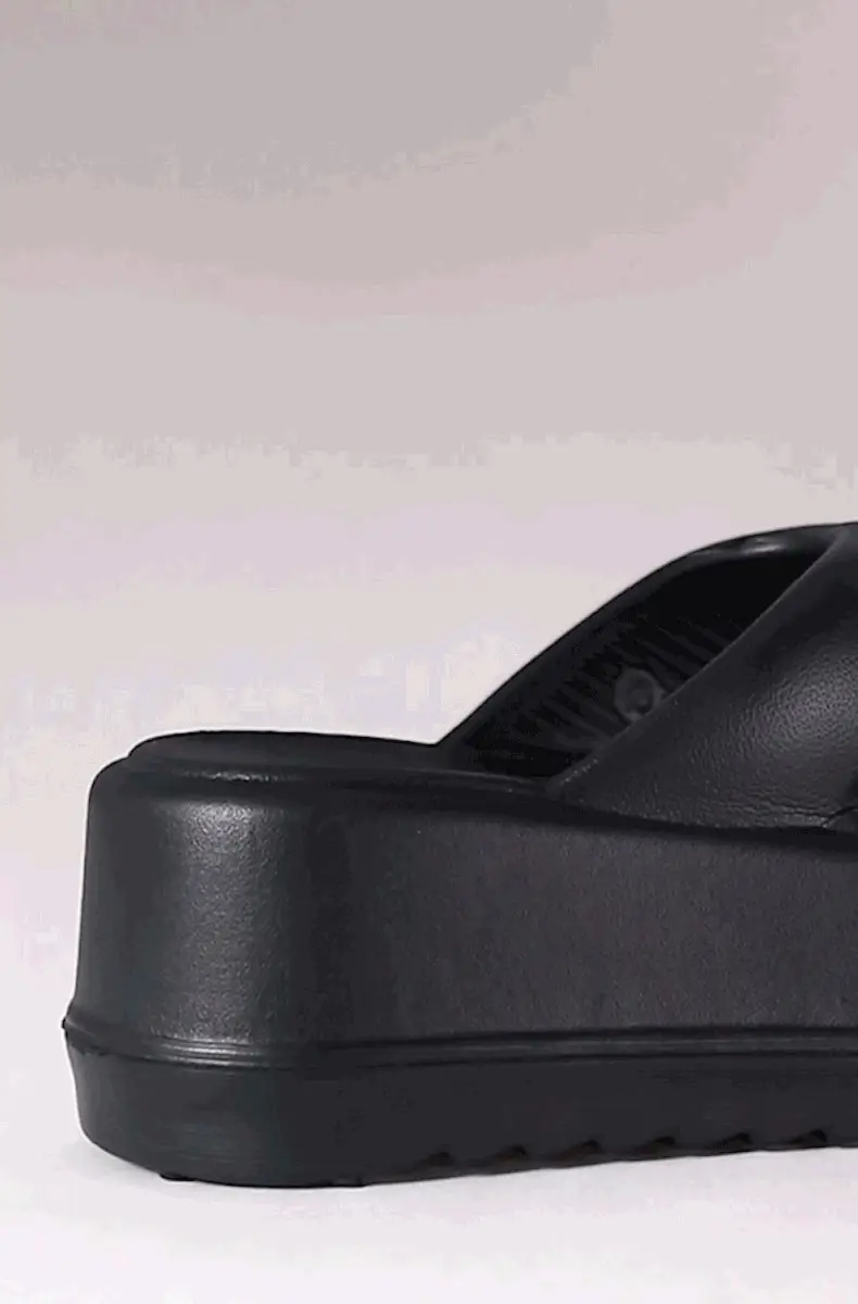 7.5 Thick Bottom Increased Eva Clip Flip-Flops Women's Summer Home New Black Outer Wear Cyber Popular Beach Slippers — feature 3