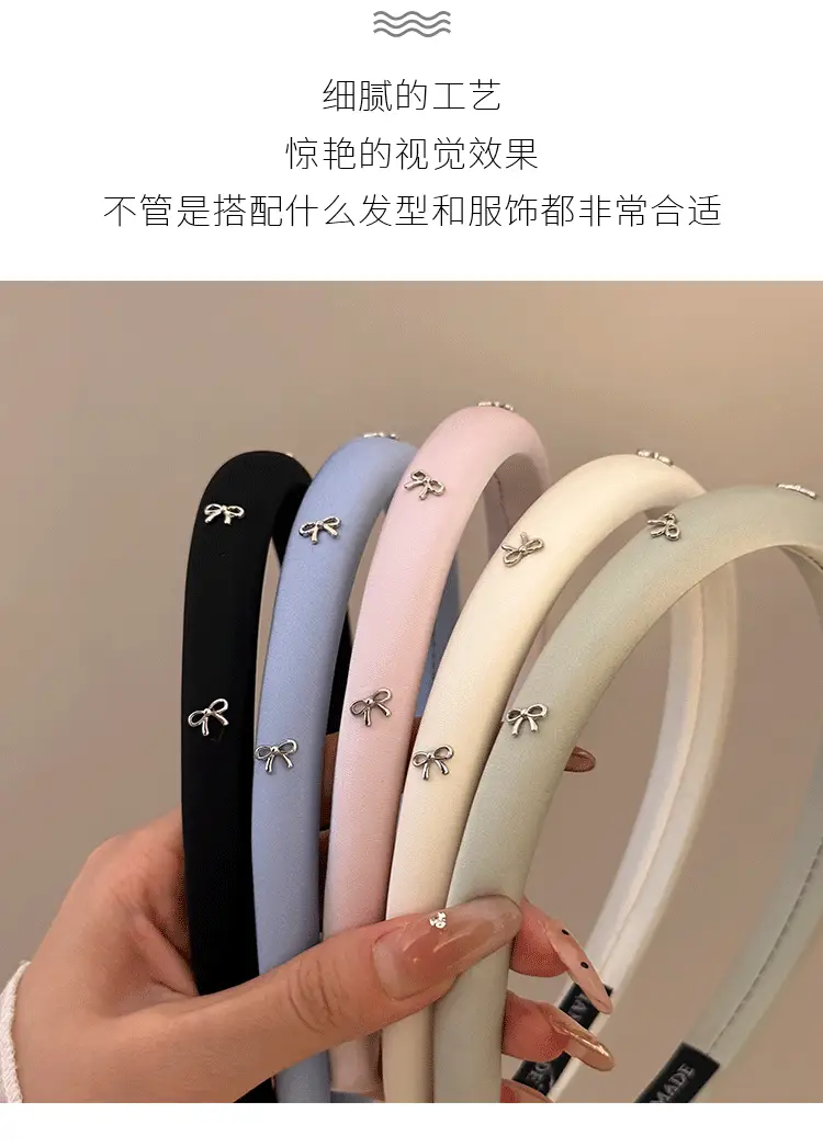 Simple Silver Bow Headband for Women's Hair Accessories — feature 2