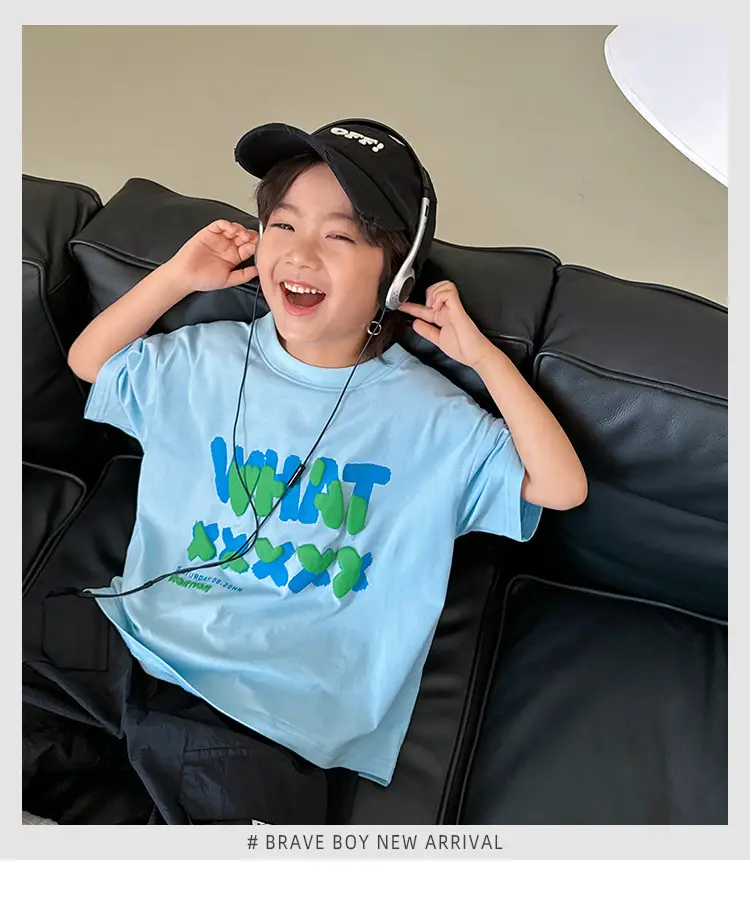 Haima Boys Summer T-Shirt Light Blue Pure Cotton — feature 2