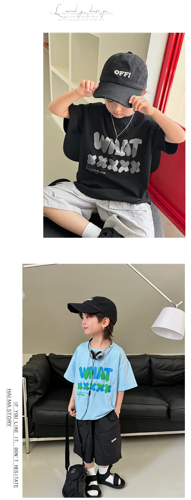 Haima Boys Summer T-Shirt Light Blue Pure Cotton — feature 7