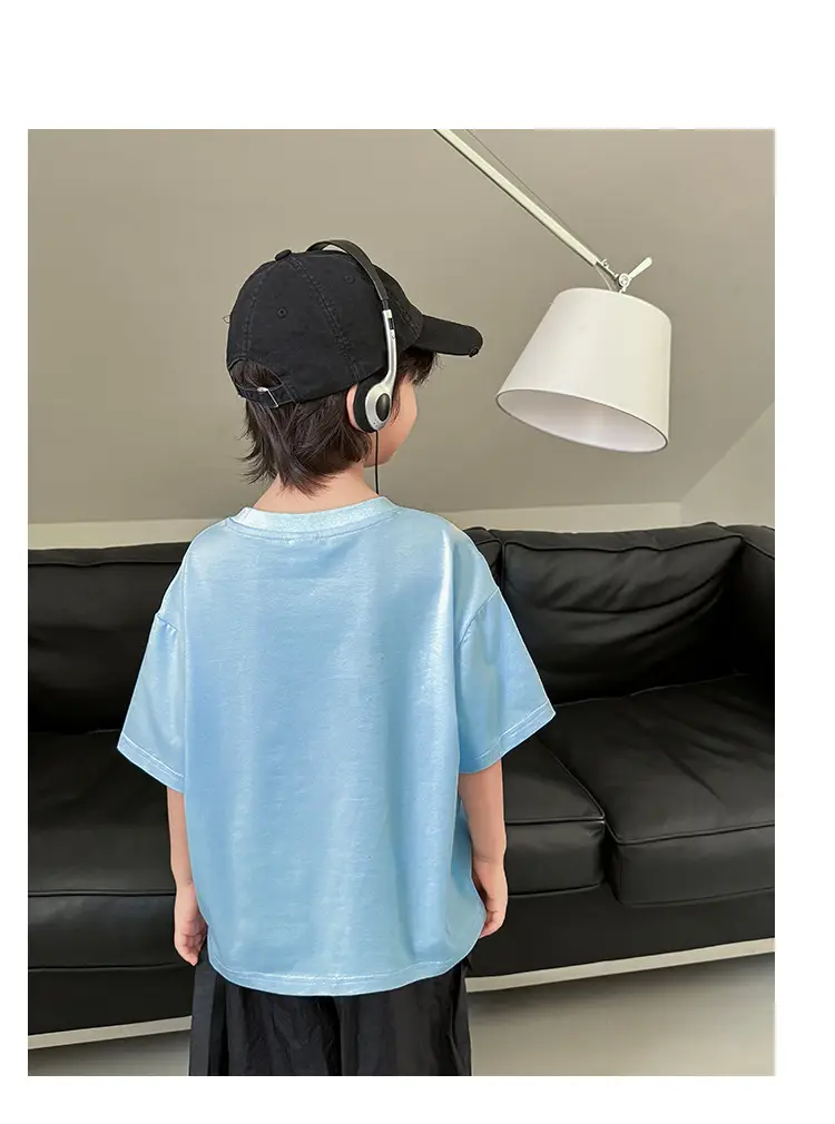 Haima Boys Summer T-Shirt Light Blue Pure Cotton — feature 8
