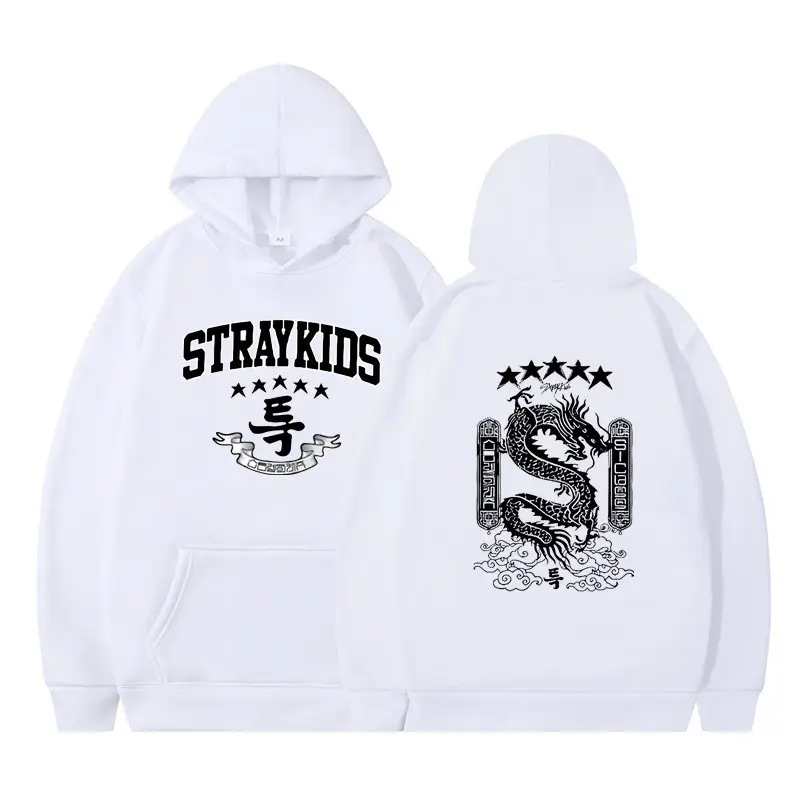 White Hoodie Set Stray Kids AKA Dragon Design - Image 36