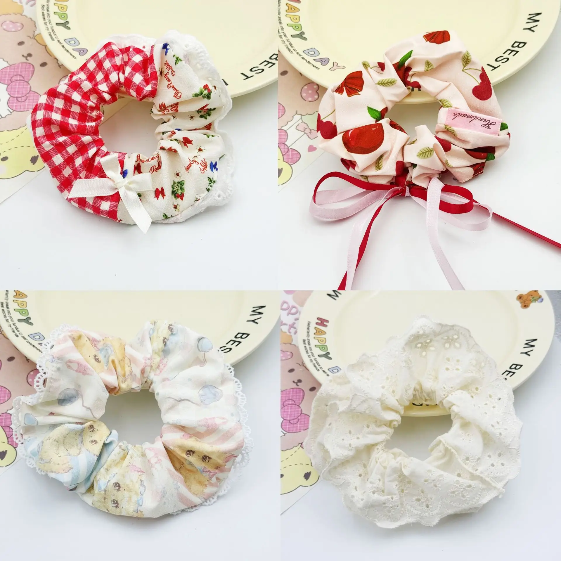 Korean Sweet Lace Hair Tie for Women Heart Bow High-End — feature 1