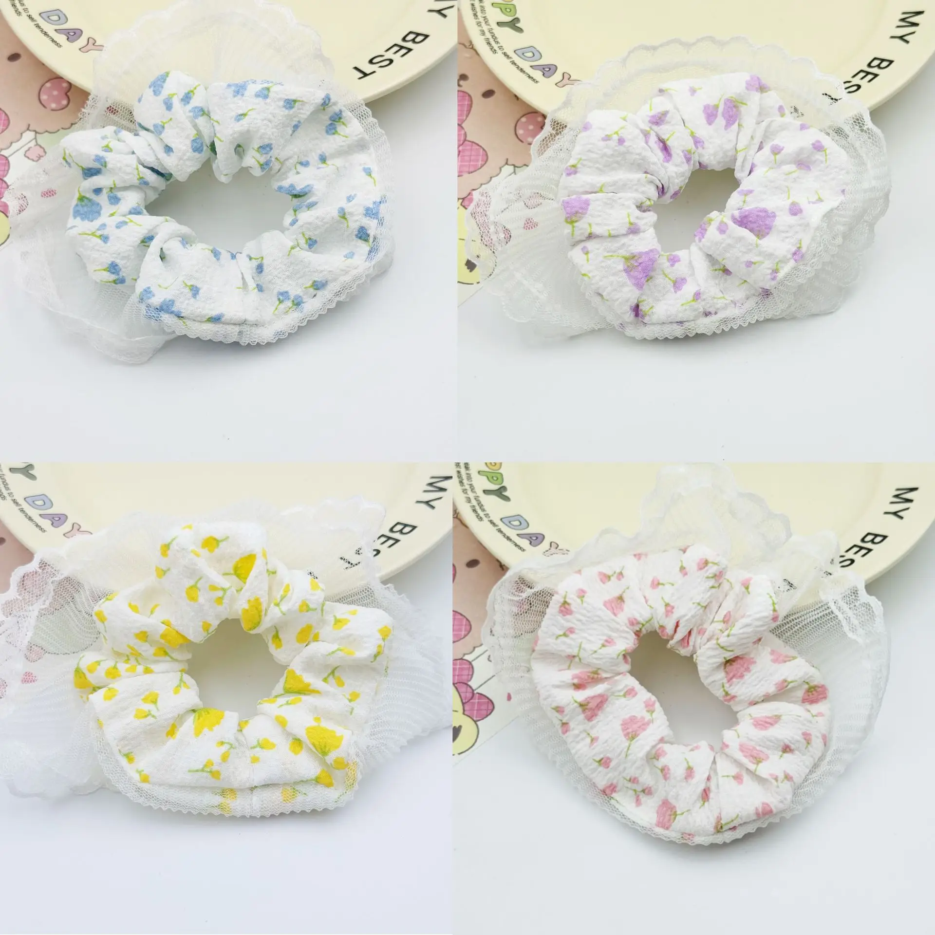 Korean Sweet Lace Hair Tie for Women Heart Bow High-End — feature 3