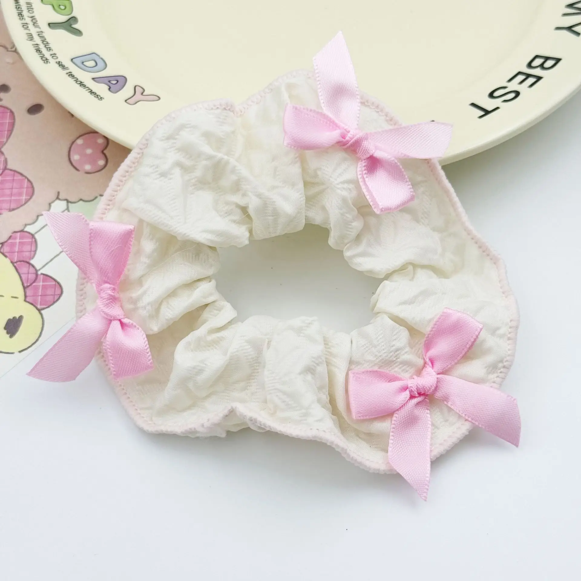 Korean Sweet Lace Hair Tie for Women Heart Bow High-End - Image 5