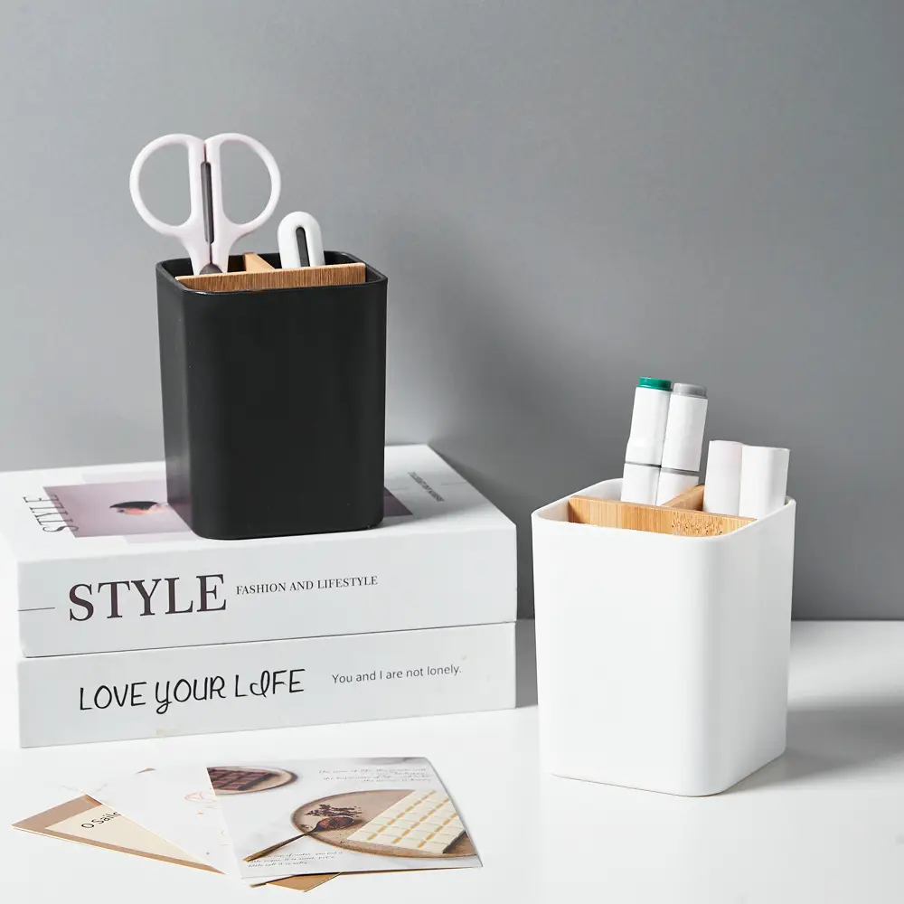 Desktop Pen Holder 4-Sided Storage Barrel 9x9x11cm — feature 8