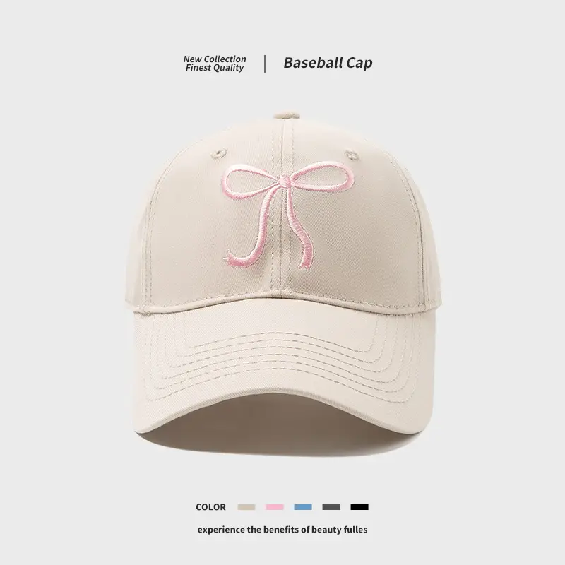 Women Pink Bow Cap Spring Summer - Image 7