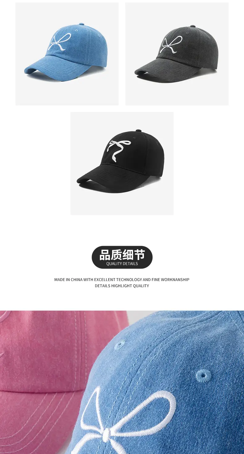Women Pink Bow Cap Spring Summer — feature 2