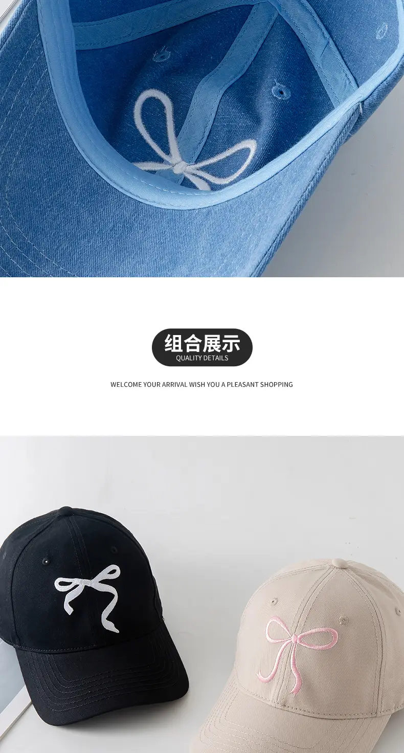 Women Pink Bow Cap Spring Summer — feature 4
