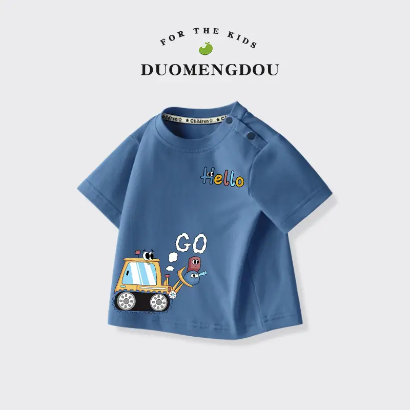 Boys Cotton Round Neck T-Shirt Blue 2025 - Image 4