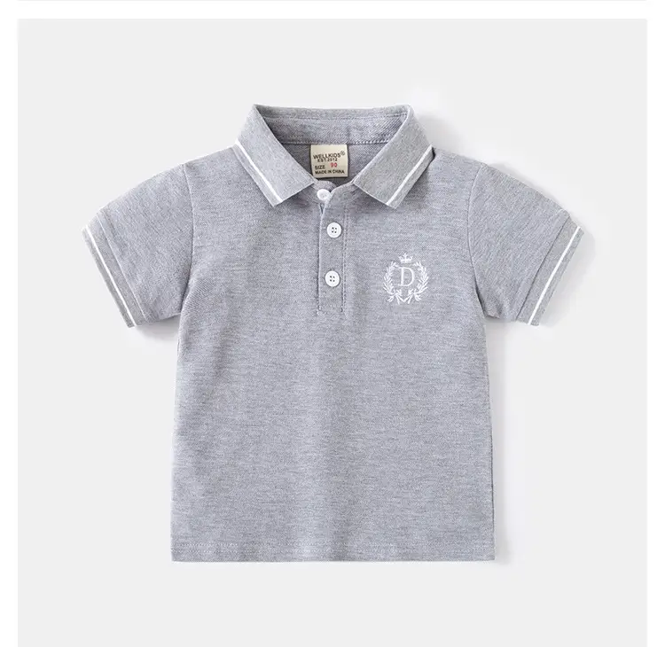 Kids Boys Polo T-Shirt Grey Embroidered 2026 β feature 12