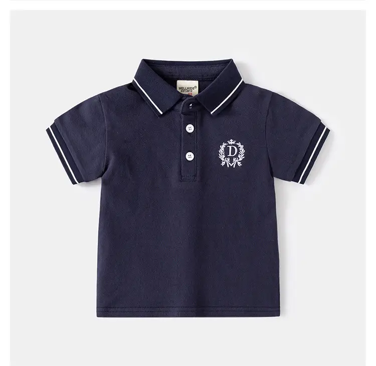 Kids Boys Polo T-Shirt Grey Embroidered 2026 β feature 13
