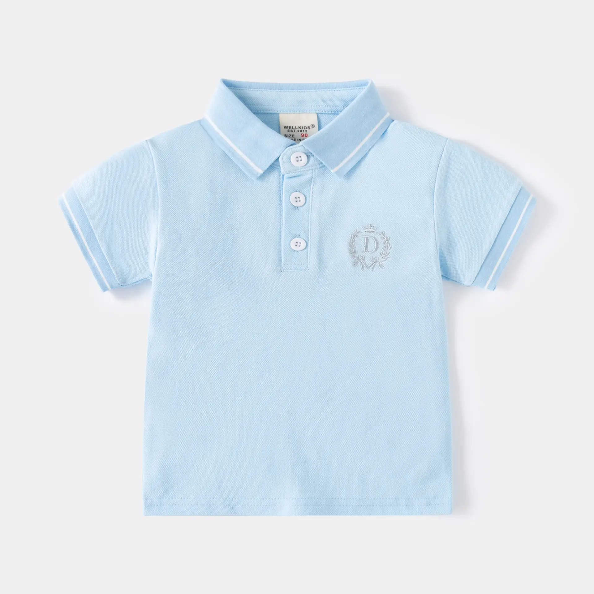 light blue D short-sleeved POLO