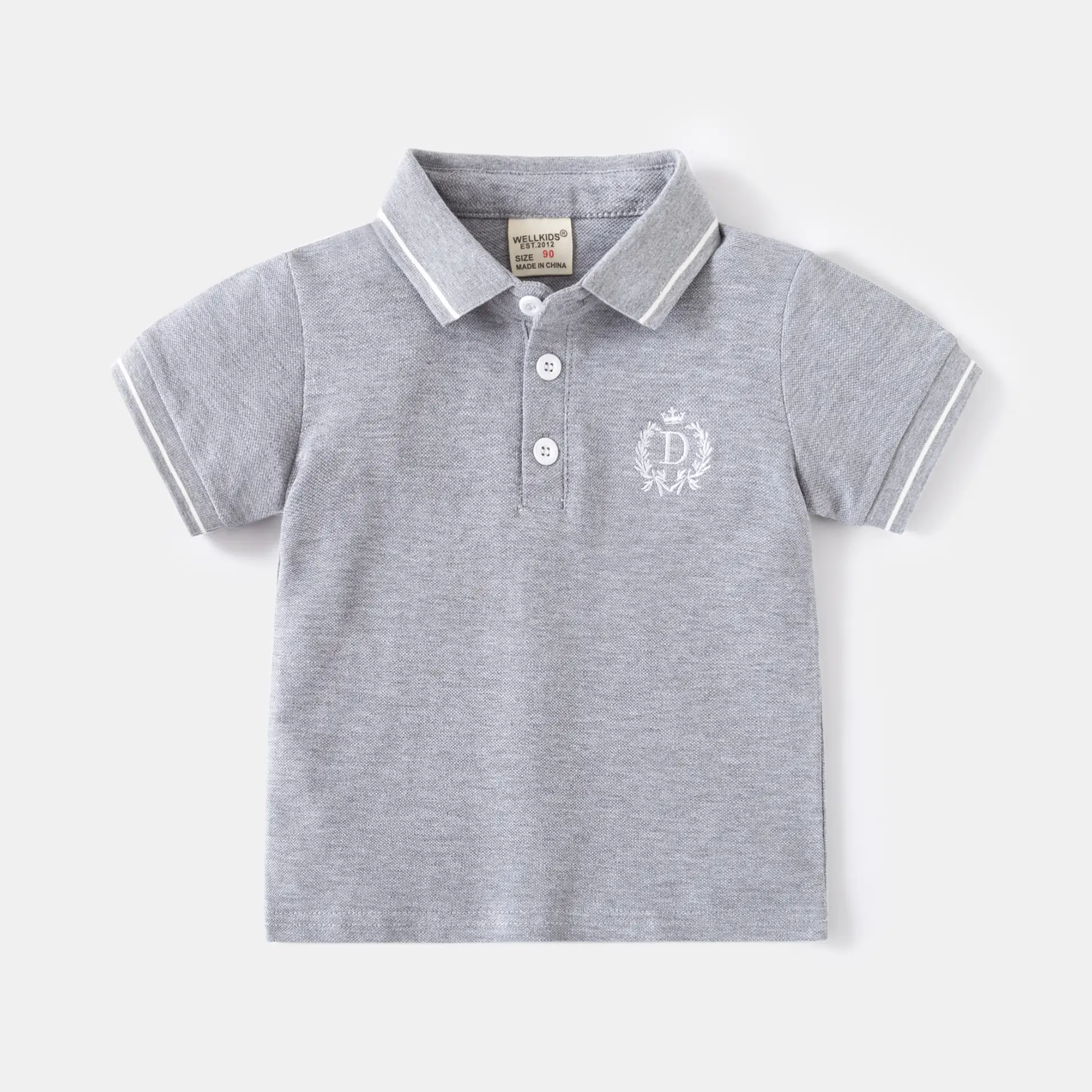 Kids Boys Polo T-Shirt Grey Embroidered 2026 - Image 2