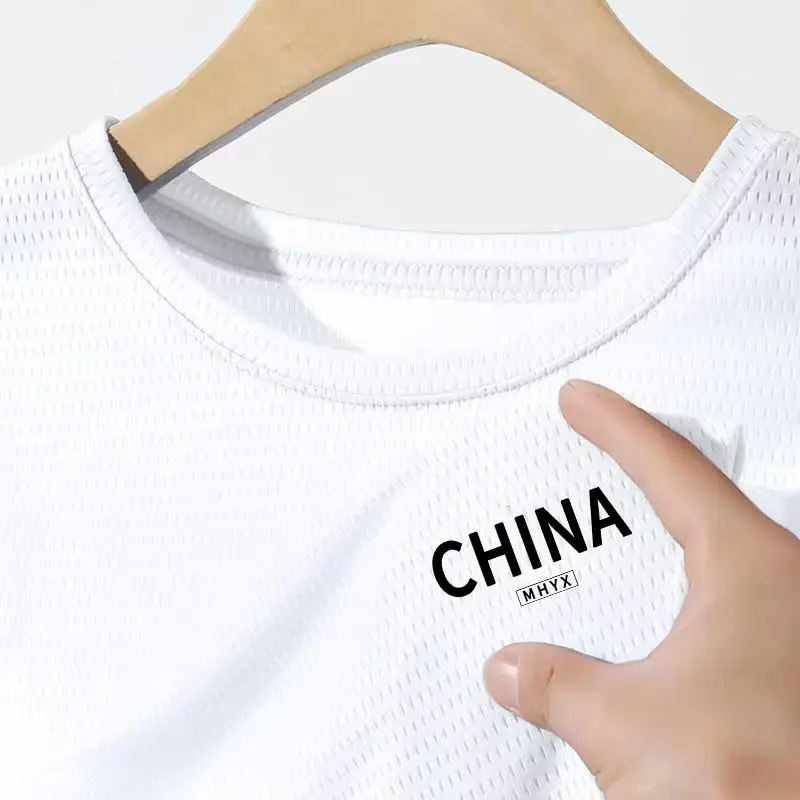 Men Ice Silk T-Shirt Black Exercise Logo — feature 11