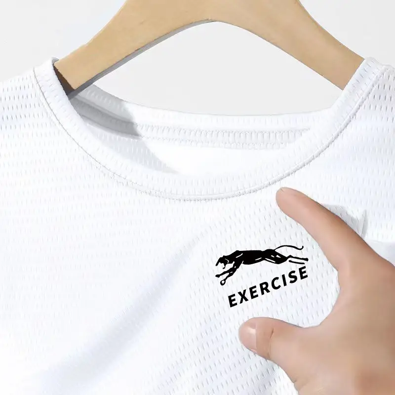 Men Ice Silk T-Shirt Black Exercise Logo — feature 19