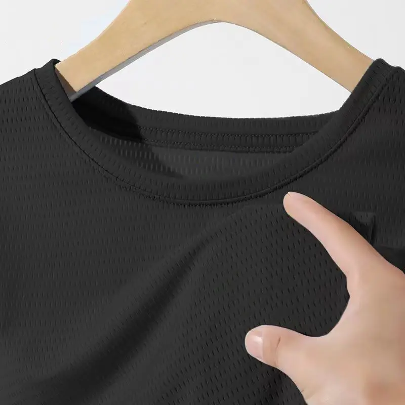 Men Ice Silk T-Shirt Black Exercise Logo — feature 24