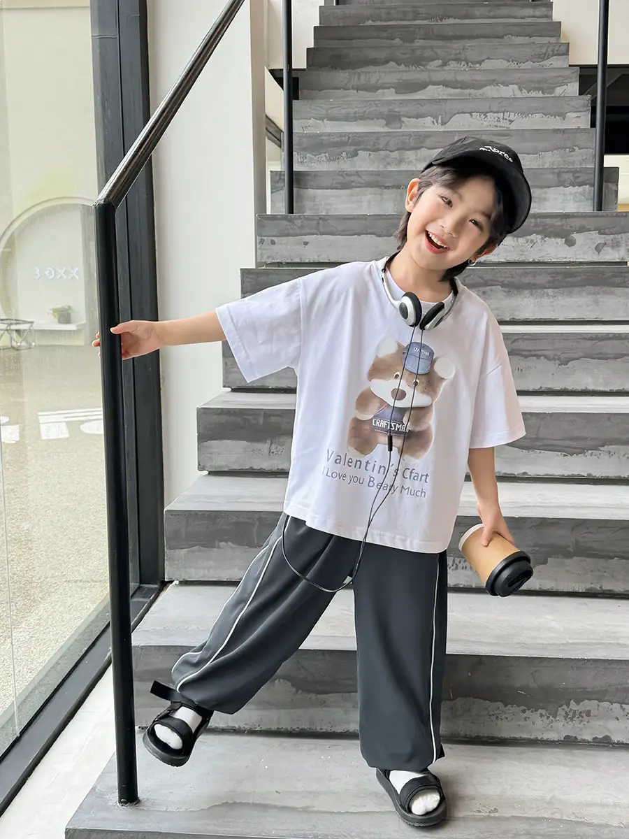 Kids Bear Print Short Sleeve T-Shirt White 2026 - Image 7
