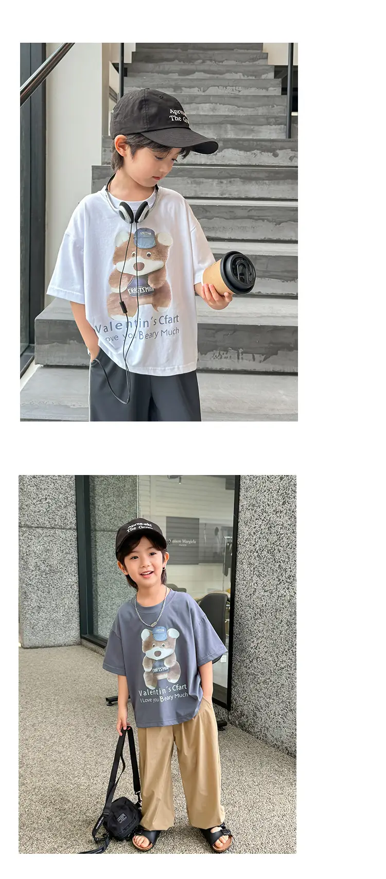 Kids Bear Print Short Sleeve T-Shirt White 2026 — feature 10