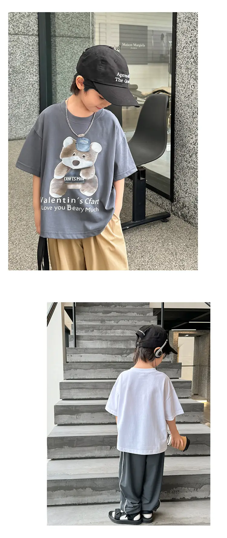 Kids Bear Print Short Sleeve T-Shirt White 2026 — feature 11