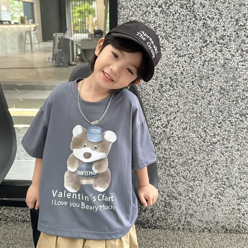 Kids Bear Print Short Sleeve T-Shirt White 2026 - Image 2