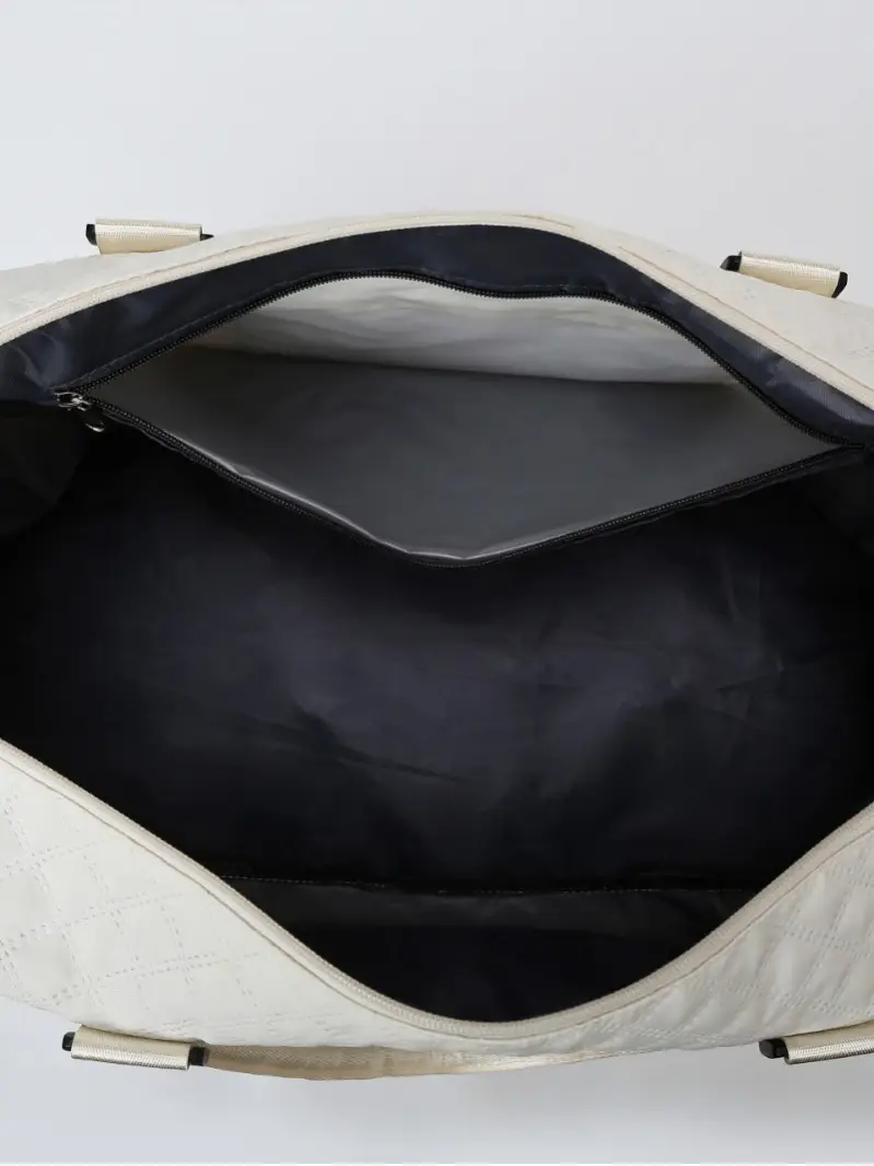 White Quilted Travel Bag for Luggage with Handle - Image 9