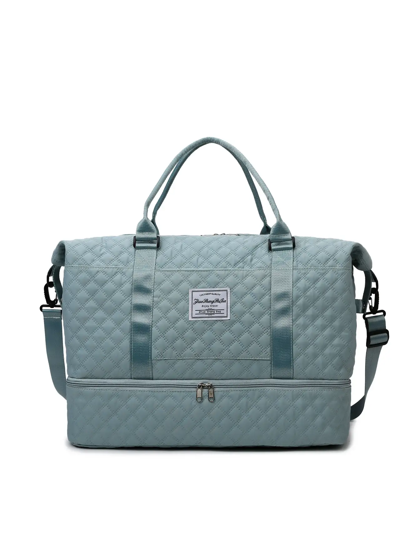 White Quilted Travel Bag for Luggage with Handle - Image 10