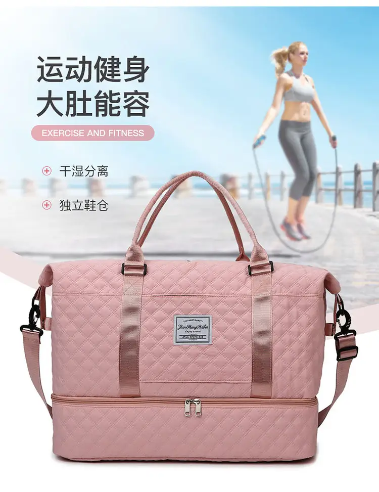 White Quilted Travel Bag for Luggage with Handle — feature 1