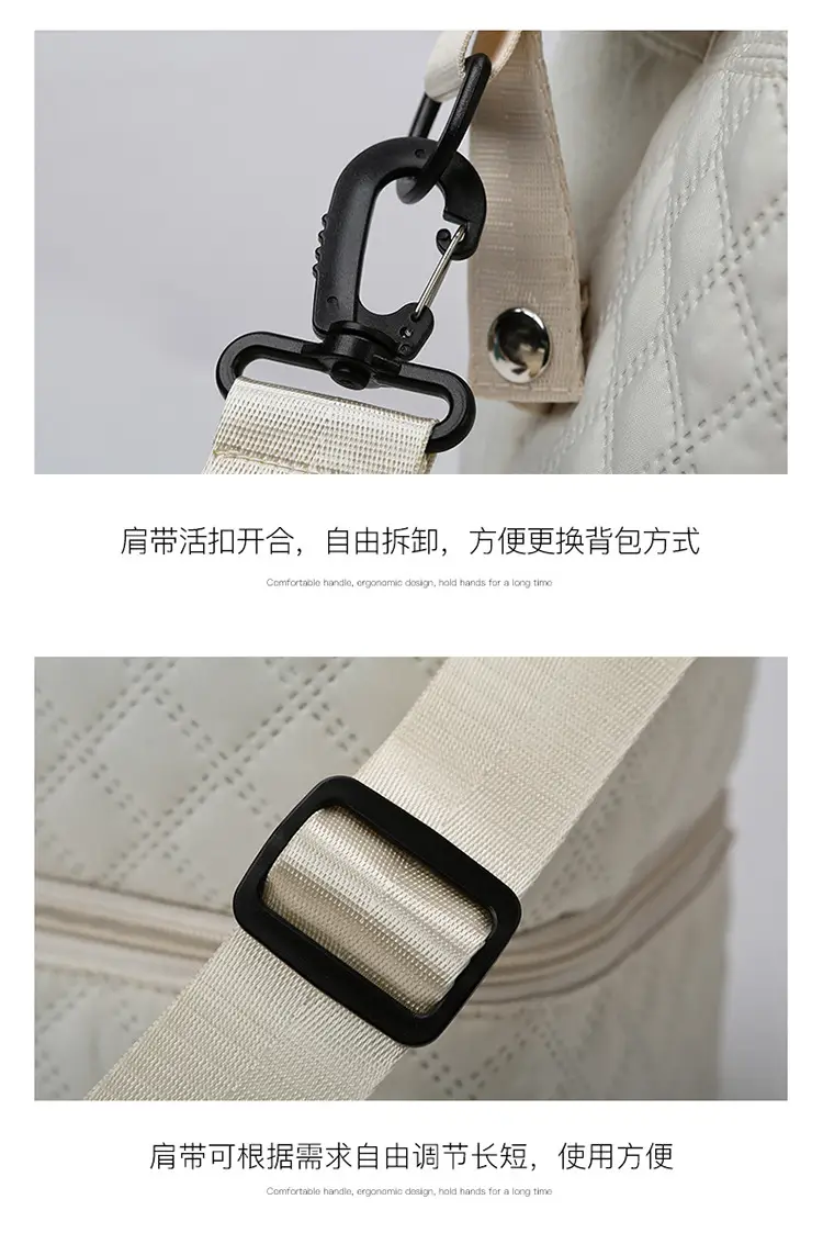 White Quilted Travel Bag for Luggage with Handle — feature 12