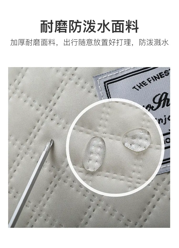 White Quilted Travel Bag for Luggage with Handle — feature 7