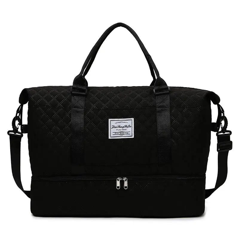 White Quilted Travel Bag for Luggage with Handle - Image 2