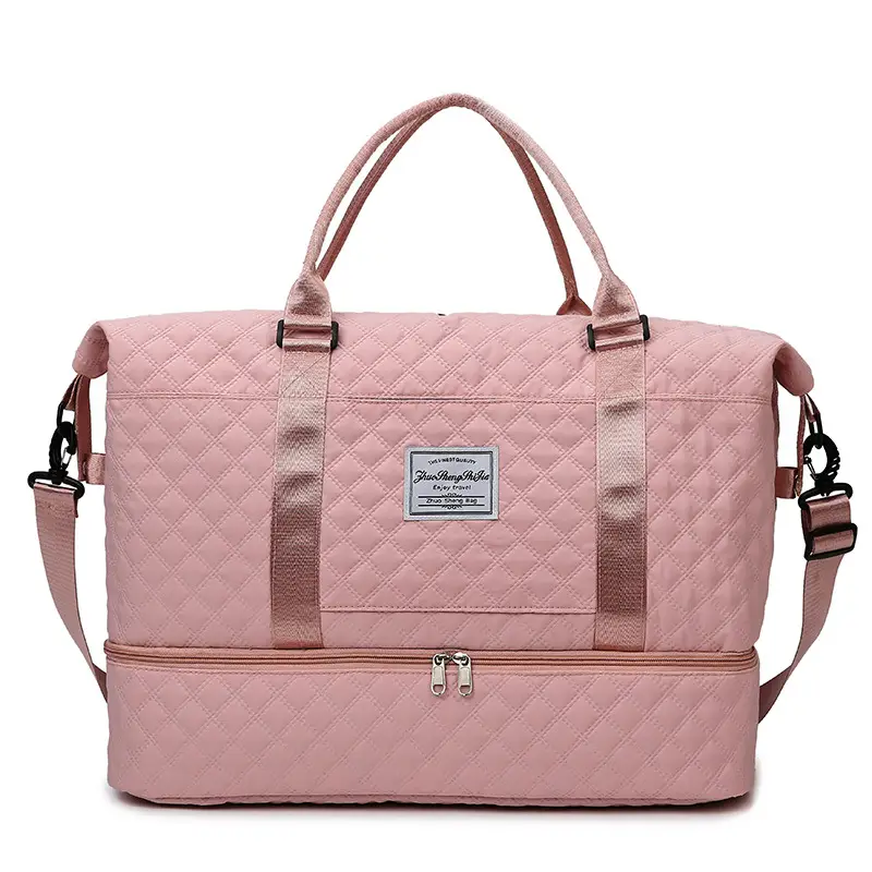 White Quilted Travel Bag for Luggage with Handle - Image 3