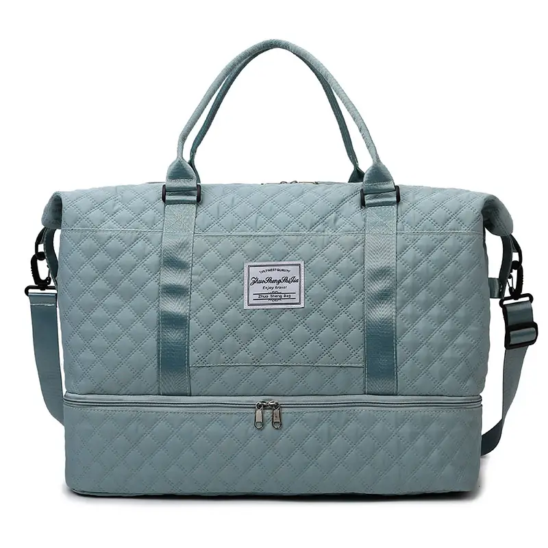 White Quilted Travel Bag for Luggage with Handle - Image 4