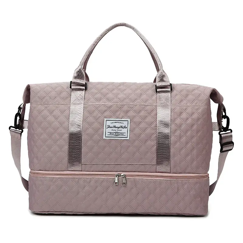 White Quilted Travel Bag for Luggage with Handle - Image 5