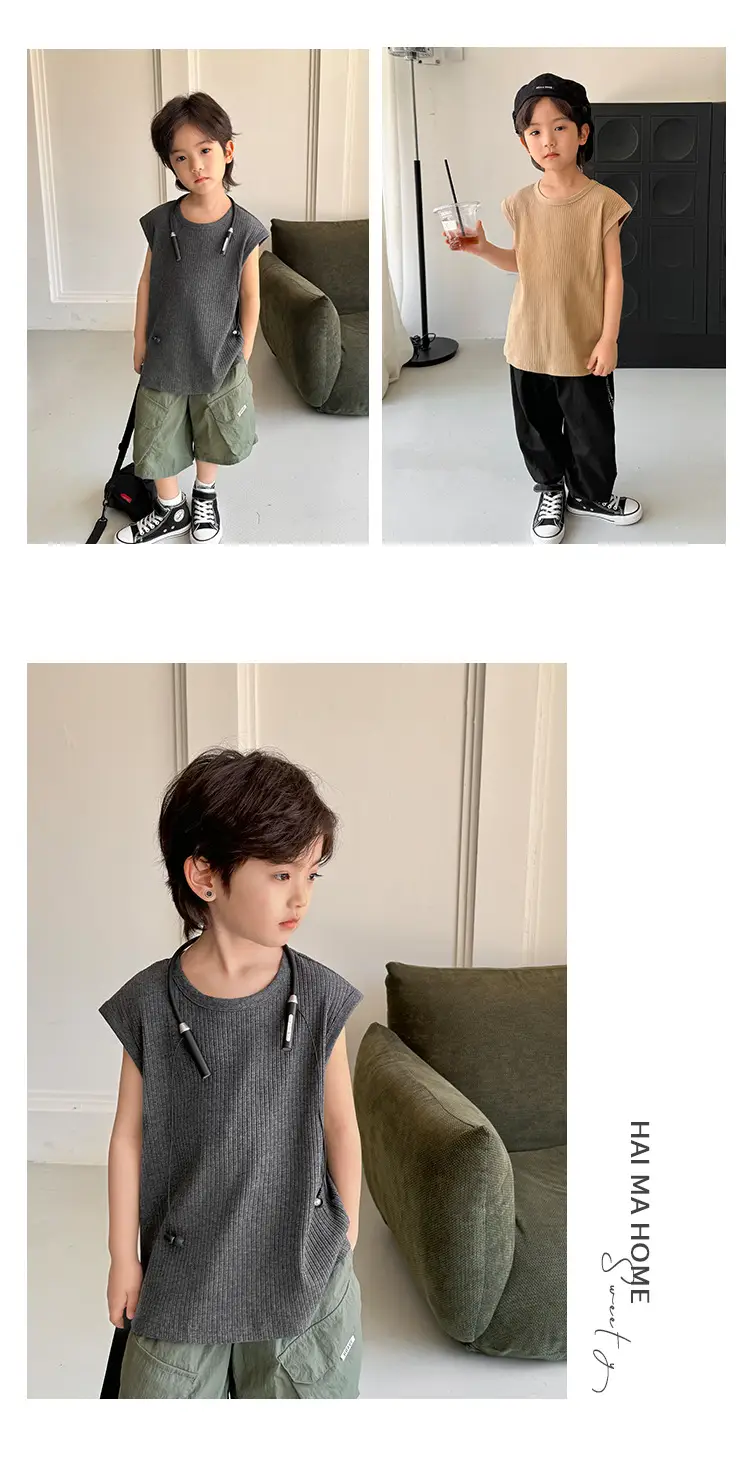 Korean Style Sleeveless T-Shirt Vest for Boys 2026 — feature 15