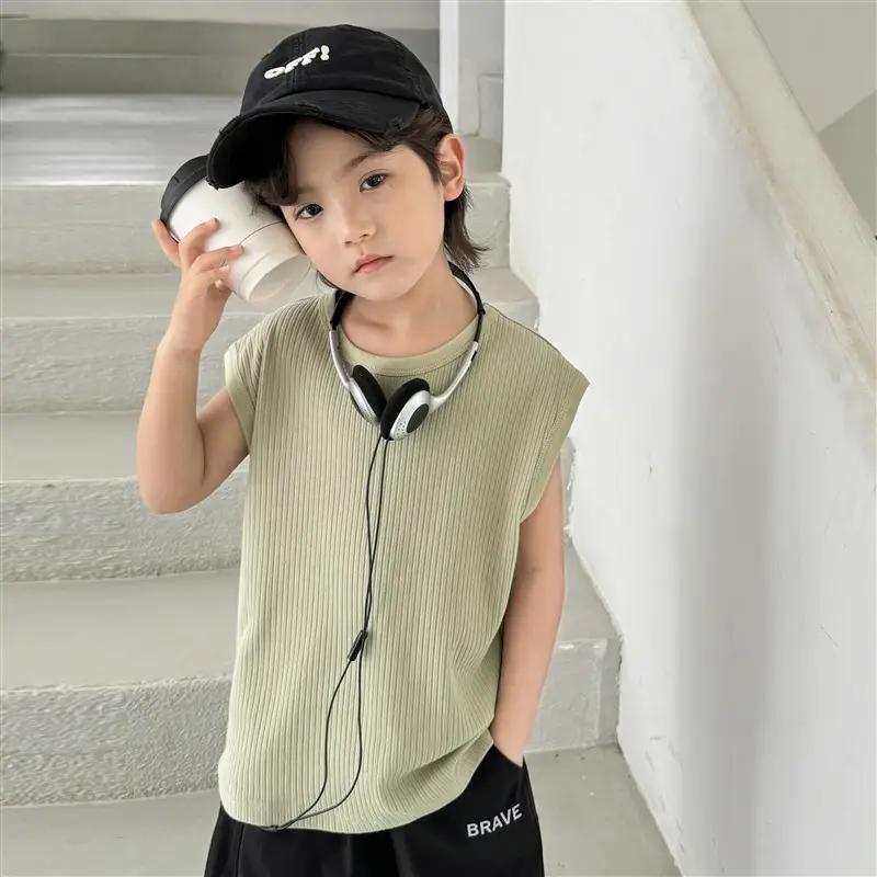 Korean Style Sleeveless T-Shirt Vest for Boys 2026 - Image 2