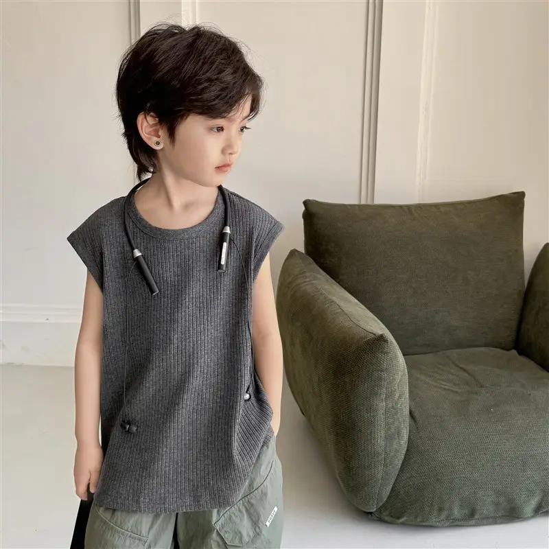 Korean Style Sleeveless T-Shirt Vest for Boys 2026 - Image 3