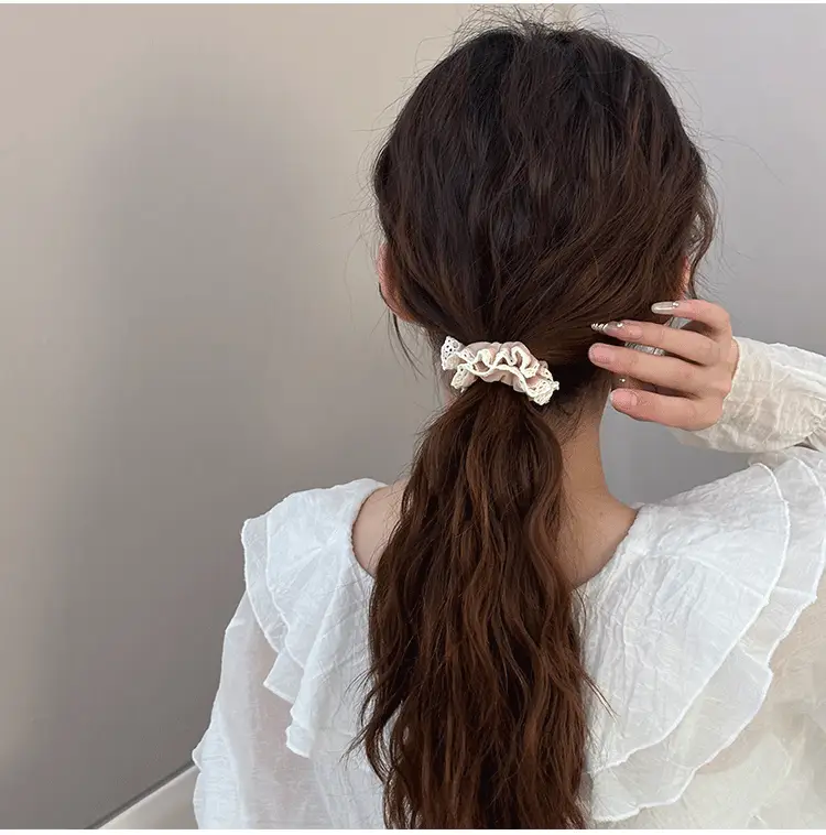 Lace Edge Ice Silk Hair Ring Black Large — feature 10