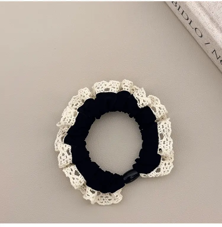 Lace Edge Ice Silk Hair Ring Black Large — feature 5