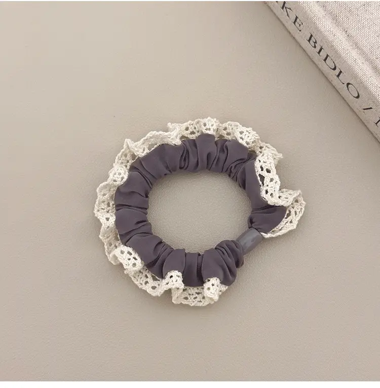 Lace Edge Ice Silk Hair Ring Black Large — feature 6