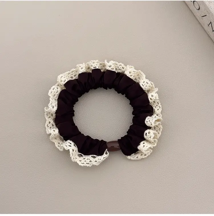Lace Edge Ice Silk Hair Ring Black Large — feature 7