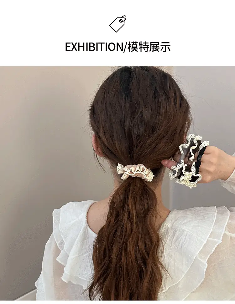 Lace Edge Ice Silk Hair Ring Black Large — feature 8