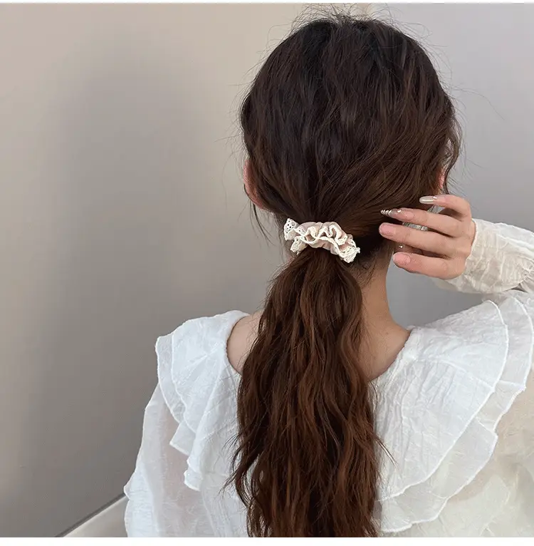 Lace Edge Ice Silk Hair Ring Black Large — feature 9
