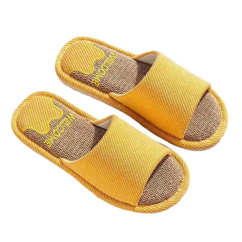 Linen Slippers Women's Spring and Autumn Four Seasons Home Indoor Slippers Household Summer Non-Slip Floor Cotton Linen Slippers for Men
