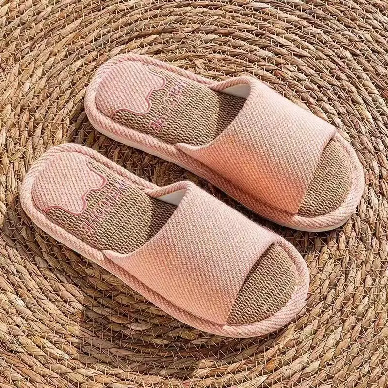 Linen Slippers Women's Spring and Autumn Four Seasons Home Indoor Slippers Household Summer Non-Slip Floor Cotton Linen Slippers for Men