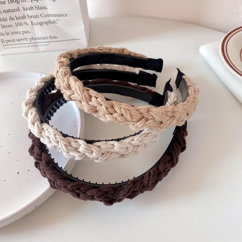 White Pleated Hair Hoop for Women Wide Bristle - Image 28
