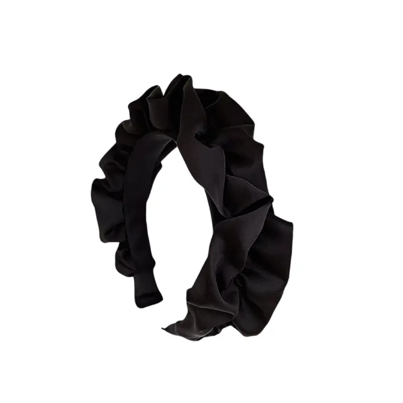White Pleated Hair Hoop for Women Wide Bristle - Image 31