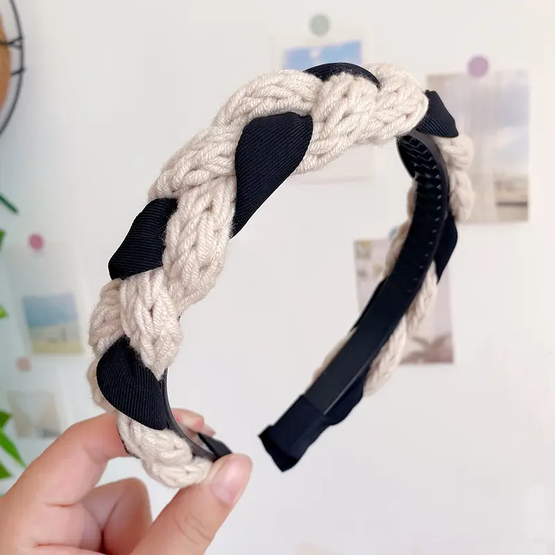 White Pleated Hair Hoop for Women Wide Bristle - Image 12