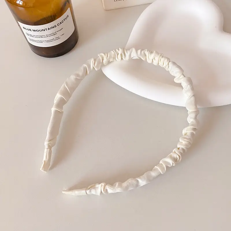 White Pleated Hair Hoop for Women Wide Bristle - Image 23